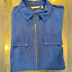 Soft Surroundings Zip Up Top with Pockets in Blue Size 1X
